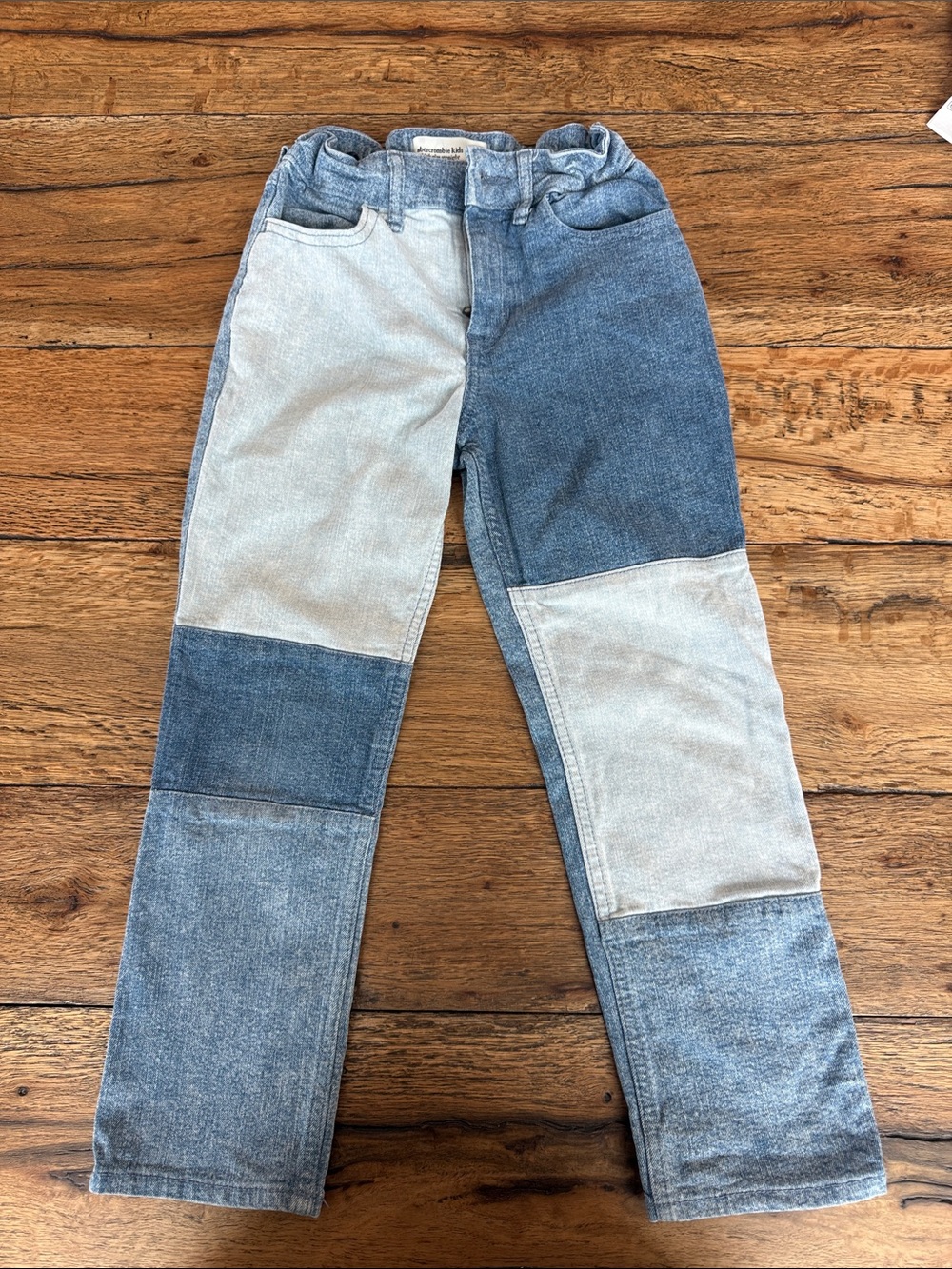 abercrombie kids Two-Tone Patchwork Jeans in Light‎ Blue and Dark Blue